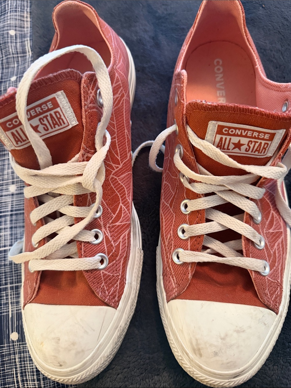Converse Orange Canvas Low-Top All Star Sneakers with White Laces